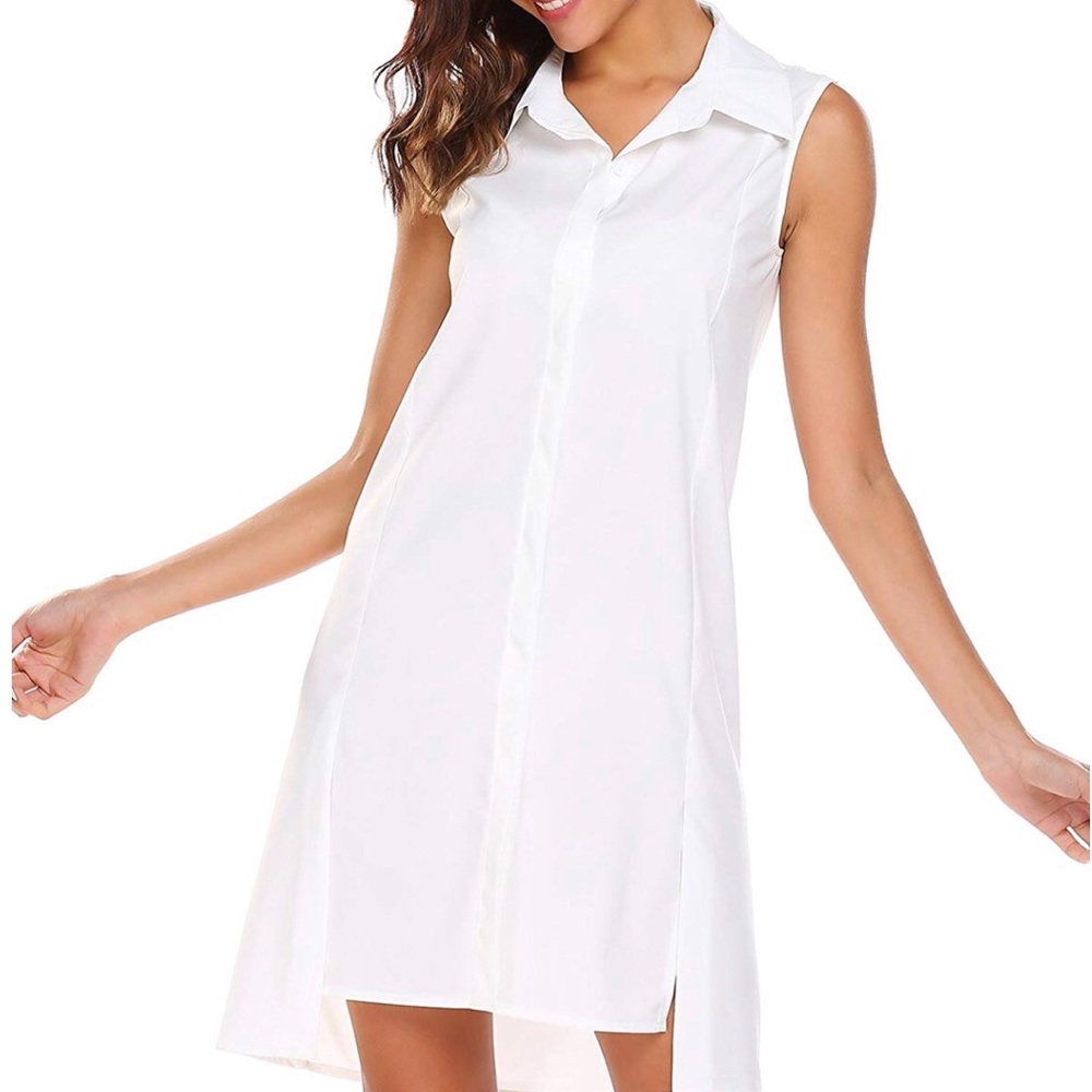 SHESHOW Finejo sleeveless white shirt dress